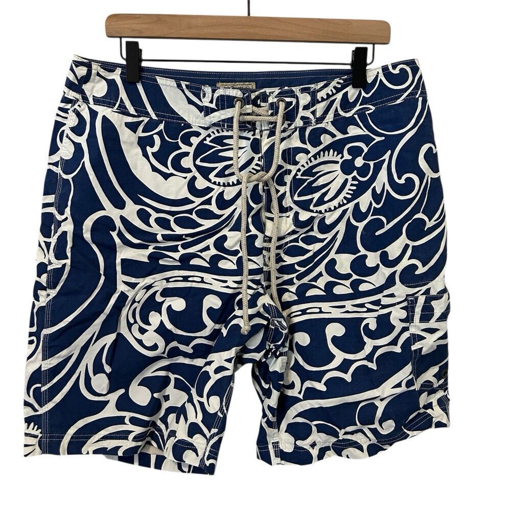 MEN'S SWIM TRUNKS: J.Crew The Original Longboard Solid Navy Surf Board Shorts 34